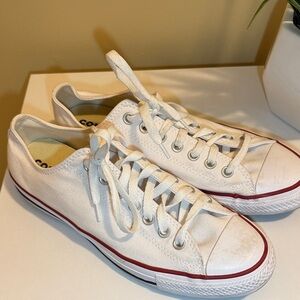 Converse Low-Top Sneakers in Off-White with Blue Logo